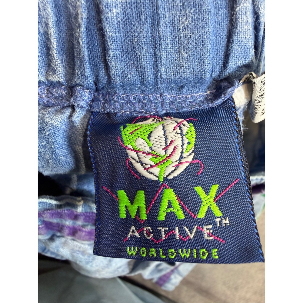 Max Active Worldwide Vintage Kids Shorts Blue Green Purple Ramie Cotton Size 8 - Picture 3 of 7